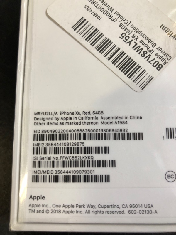 Photo 6 of Apple iPhone XR (64GB, (PRODUCT)RED) [Locked] (FACTORY SEALED)