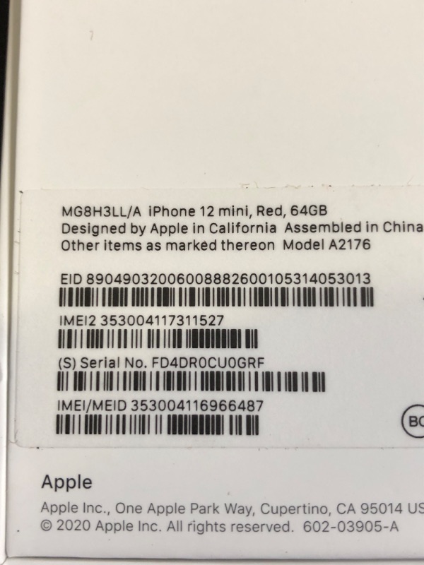 Photo 1 of Apple iPhone 12 Mini (64GB, (Product) RED) [Locked] ( SEALED)