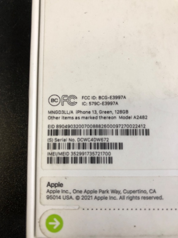 Photo 3 of Apple iPhone 13 (128 GB, Green) [Locked] (FACTORY SEALED)