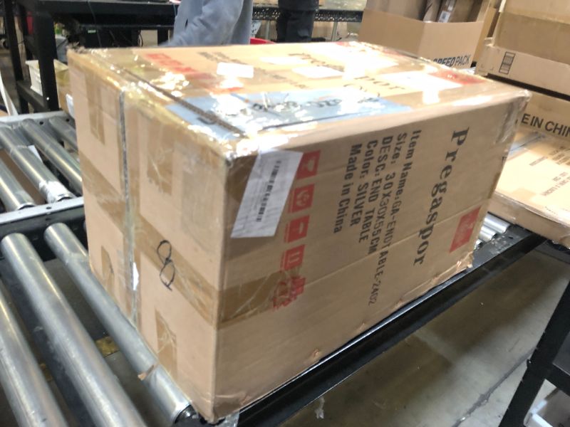 Photo 1 of Pregaspor Sliver Mirrored End Table, Crushed Diamond Top Accent Side Table, Geometric Small Mirrored Coffee Table for Living Room, Bedroom, Corner, Small Space