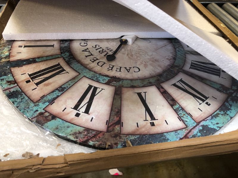 Photo 1 of Eruner 24 Inch Vintage Wall Clock, Roman Numerals Style, Battery Operated, Non-Ticking, Large Oversized Farmhouse Clock, Rustic Wall Decor, Perfect for Home, Kitchen, Living Room