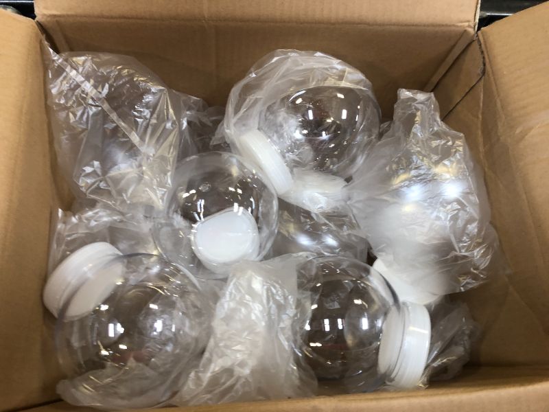Photo 1 of 12 Pieces DIY Clear Plastic Water Globe Snow Globe 5 Inch Clear Snow Globe with Screw Off Cap for DIY Crafts Christmas Home Decoration