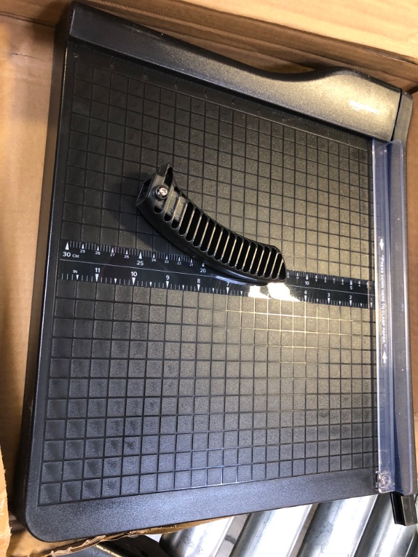 Photo 1 of Amazon Basics Guillotine Paper Cutter with Blade Lock, Heavy-Duty, 12-Inch, 10-Sheet