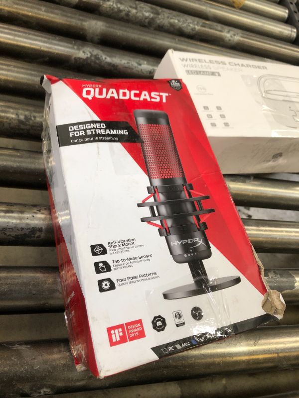 Photo 1 of HyperX QuadCast - USB Condenser Gaming Microphone, for PC, PS4, PS5 and Mac, Anti-Vibration Shock Mount, Four Polar Patterns, Pop Filter, Gain Control, Podcasts, Twitch, YouTube, Discord, Red LED