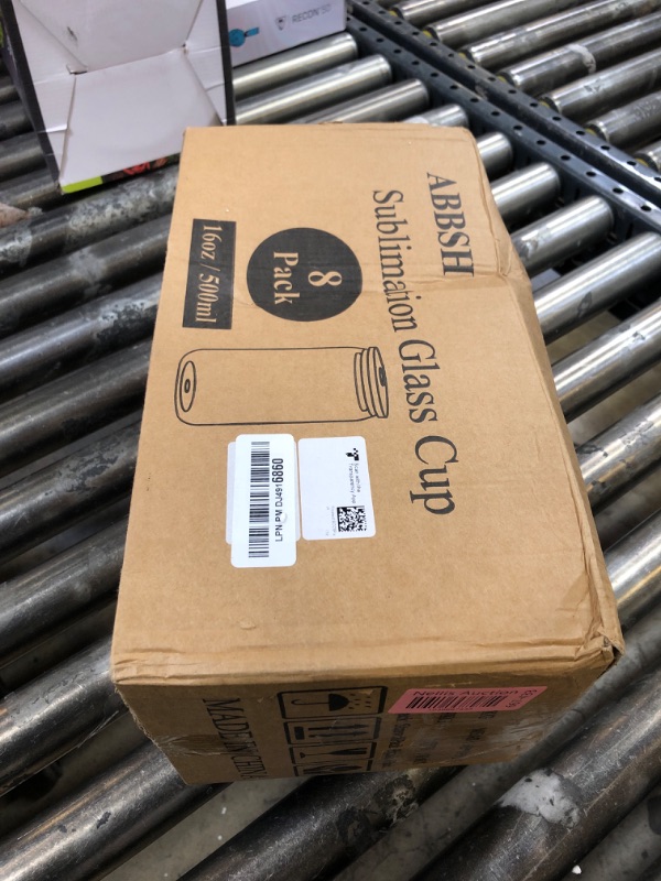 Photo 1 of ABBSH Frosted Sublimation Glass With Bamboo Lid, Sublimation Glass Cups With Bamboo Lids And Straws 16OZ, Sublimation Frosted Glass Tumbler, Sublimation Beer Can Glass Blanks 8Pack