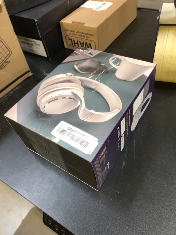 Photo 2 of WYZE Noise Cancelling Headphones, Over The Ear Headphones with Active Noise Cancellation, High-Fidelity Sound, Transparency Mode, Alexa Built-in, White