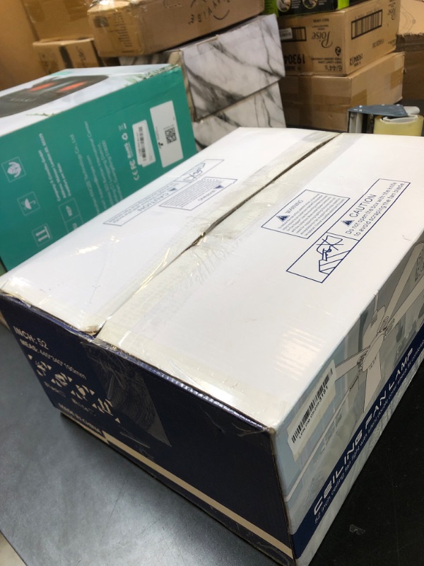 Photo 1 of 52 inch Modern White Ceiling Fans with Lights APP/Remote Control, Low Profile Reversible 6 Speeds Ceiling Fan Light for Indoor/Outdoor Patio Bedroom Living Room