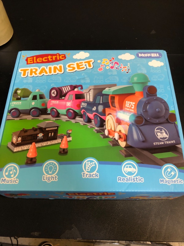 Photo 1 of MORECOLL Electric Train Set for Toddlers, Kids Train Set w/Music, Lights & Train Tracks - First Choo Choo Train for Toddlers, Magnetic Train Toys for Toddlers, Birthday Gifts for Boys Girls