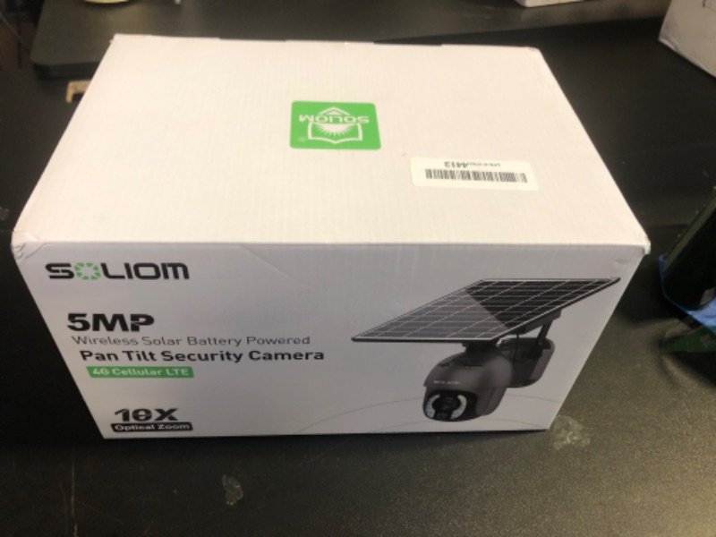 Photo 1 of SOLIOM Security Cameras Wireless Outdoor, 5MP 4G LTE Cellular Security Camera with 10X Optical Zoom, Battery and Solar Powered, Human Detection, Auto Tracking, and Spotlight Color Night Vision
