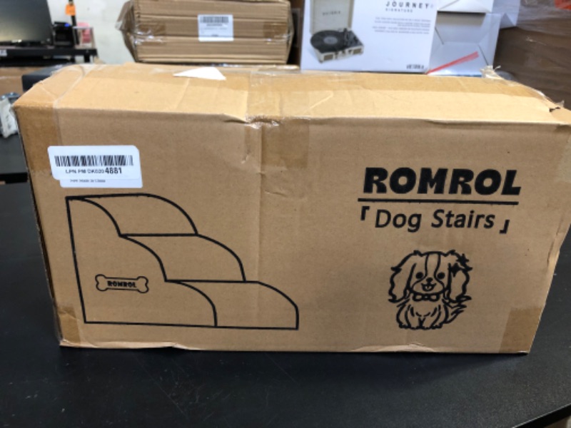 Photo 2 of Romrol Dog Stairs Ramp for Beds Couches, Extra Wide Pet Steps with Durable Non-Slip Waterproof Fabric Cover, Pets Slope Stairs, 3-Tiers,Coffee