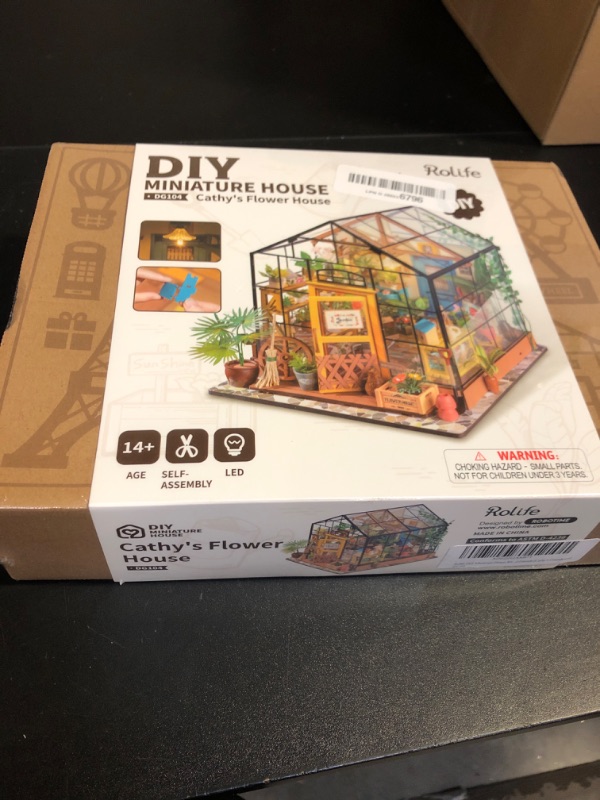 Photo 2 of Rolife DIY Miniature House Kit Greenhouse, Tiny House Kit for Adults to Build, Mini House Making Kit with Furniture, Halloween/Christmas Decorations/Gifts for Family and Friends (Cathy's Greenhouse)