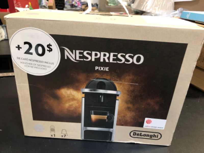 Photo 2 of De'Longhi Nespresso Pixie EN127.S, Fully Automatic Coffee Machine, One-Button Coffee Machine with Multi-Function, Welcome Set Included, Compact Design, 19 Bar Pressure, 1260W, Silver