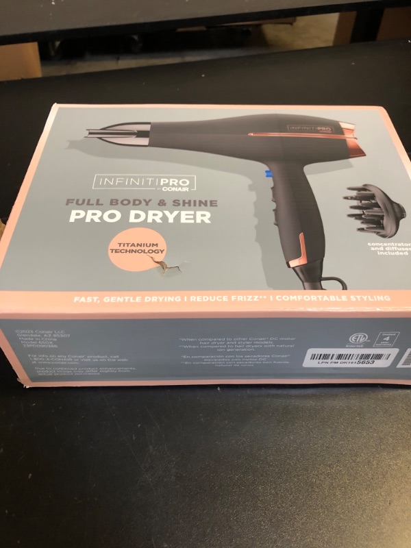 Photo 2 of INFINITIPRO BY CONAIR Hair Dryer with Diffuser | AC Motor Pro Hair Dryer with Ceramic Technology | Includes Diffuser and Concentrator | Black | Packaging May Vary