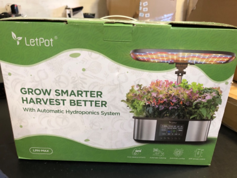 Photo 1 of LetPot LPH-Max Hydroponics Growing System Kit, 21 Pods APP & WiFi Automatic Controlled Smart Indoor Garden with 36W LED Grow Light, Auto Drip Irrigation Kits, Self-Managed Nurturing & Watering