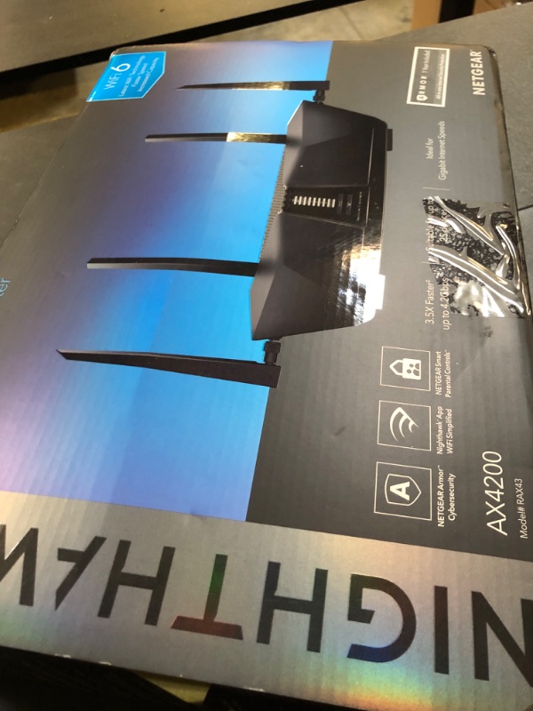 Photo 2 of NETGEAR Nighthawk WiFi 6 Router (RAX43) - Security Features, 5-Stream Dual-Band Gigabit Router, AX4200 Wireless Speed (Up to 4.2 Gbps), Covers up to 2,500 sq.ft. and 25 Devices