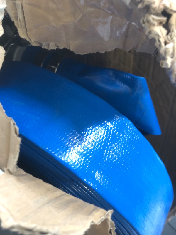 Photo 1 of 1-1/2" x 100ft PVC Lay Flat Discharge Hose With Aluminum Camlock C & E Fittings, Cam Lock Fitting Type F included, Heavy Duty Reinforced Pump Backwash Hose Assembly