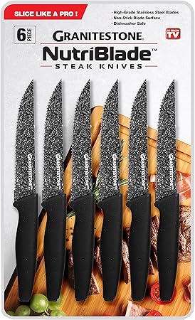 Photo 1 of Granitestone Nutriblade 6-Piece Steak Knives with Comfortable Handles, Stainless Steel Serrated Blades – Dishwasher-safe and Rust-proof Steak Knife For Home and Restaurant Use As Seen On TV