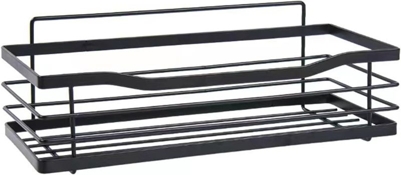 Photo 1 of Bathroom Storage Rack, Non Drilled Stainless Steel Shower Rack With Hooks And Toothpaste Holder?Multi-Purpose, Kitchen Storage And Organizing Rack, Black.(Style 1)