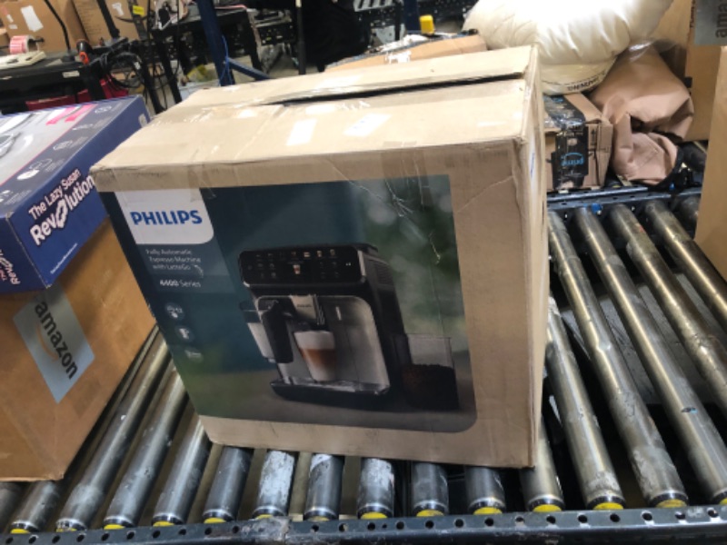 Photo 3 of PHILIPS 4400 Series Fully Automatic Espresso Machine – 12 Hot & Iced Coffees, Quick-to-Clean LatteGo Milk System, SilentBrew, QuickStart, Ceramic Grinder, Black Chrome (EP4444/90)