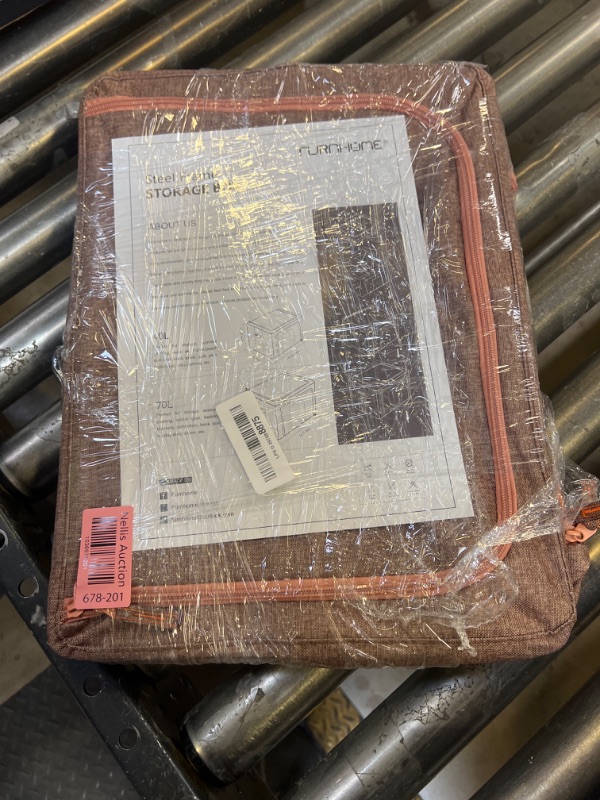 Photo 1 of Sorbus® Storage Bins Boxes, Foldable Stackable Container Organizer Basket Set with Large Clear Window & Carry Handles, for Bedding, Linen, Clothes (Brown)