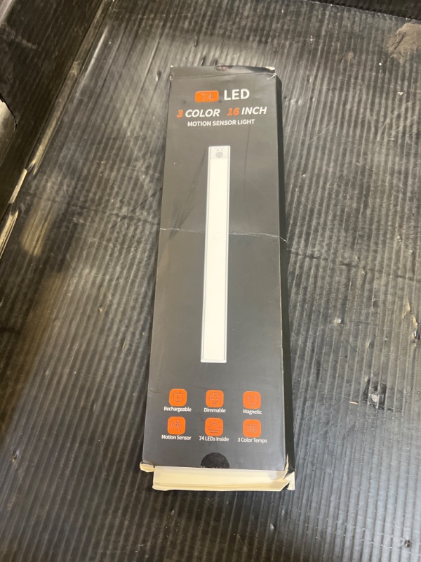 Photo 1 of Under Cabinet Lighting Wireless, 74 LED Motion Sensor Light Indoor, 3 Color Dimmable Closet Lights Battery Operated, Rechargeable Magnetic Light, Under Counter Lights for Kitchen, Stairs, Home (3Pack)