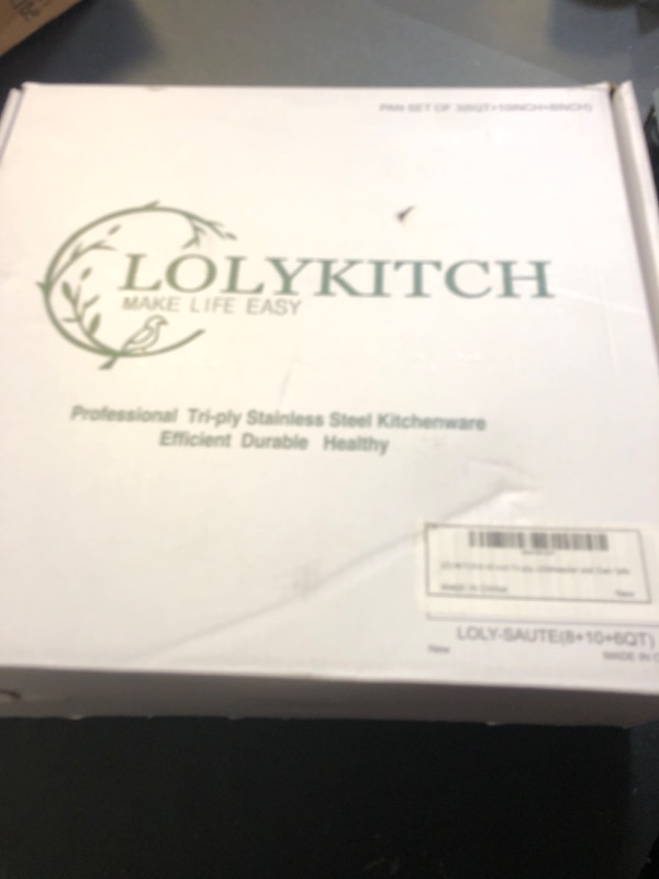 Photo 2 of LOLYKITCH 12 Inch Tri-ply Stainless Steel 5.5 QT Sauté Pan and 8-10 Inch Frying Pan Set of 3,Induction Cookware,Dishwasher and Oven Safe.