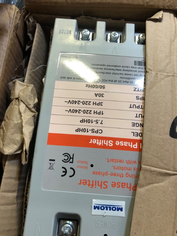 Photo 3 of MOLLOM 3 Phase Converter, Digital Phase Shift 7.5KW 10HP 30Amps 220-240V, Single to Three Phase Converter for 3PH Motors, Automatic Restart to Protect Motor from Blocking