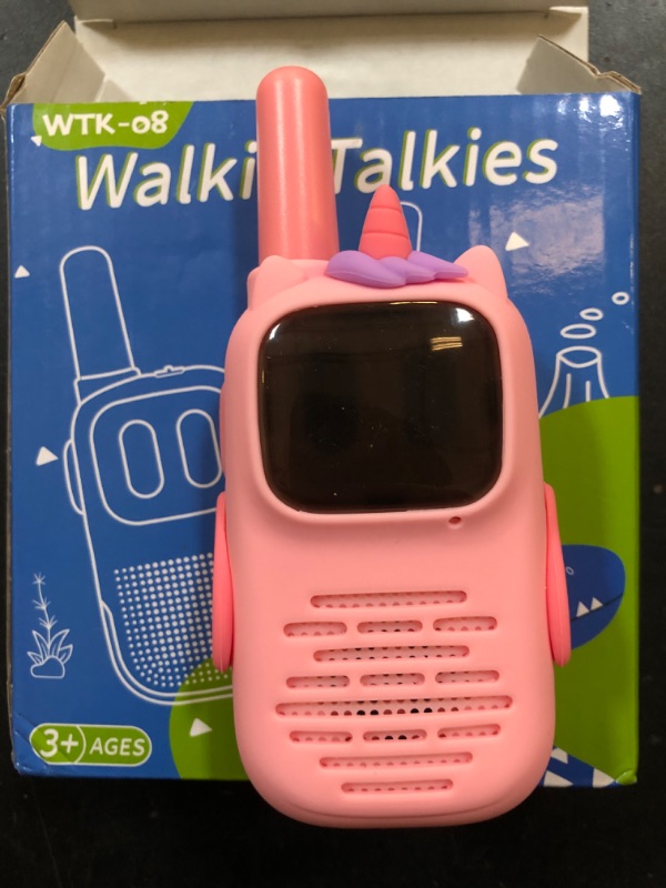 Photo 2 of Holiky Pink Walkie Talkies with Silicone Cover, Toys for 3-8 Year Old Girls Boys, Kids Walkie Talkies 1000FT Range 1Way RadioToy Christmas Birthday Gifts for 6-10 Year Old Girls Boys