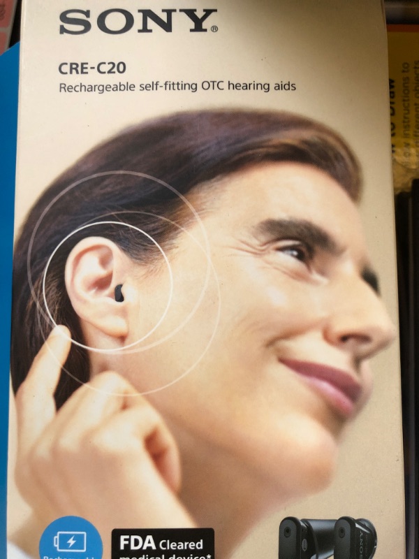 Photo 4 of Sony CRE-C20 Self-Fitting OTC Hearing Aids for Mild to Moderate Hearing Loss, Prescription-Grade Sound Quality, Compact Virtually Invisible Design, Customizable App, and Rechargeable Battery