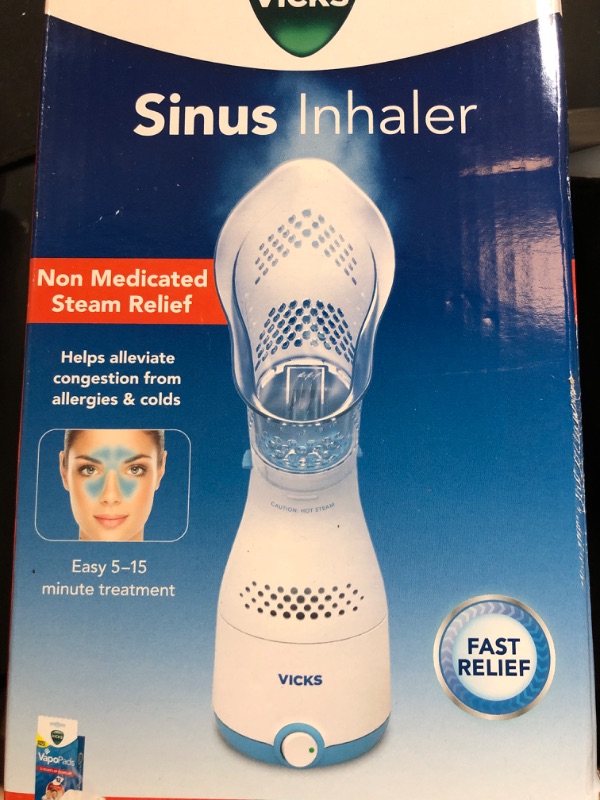 Photo 2 of Vicks Sinus Inhaler - Personal Steam Inhaler for Sinus Relief, Allergies, Congestion, Cough & Colds, Facial Steamer, Soothes Nasal & Throat Passages, Use with VapoPads (1 Included), FSA & HSA Eligible