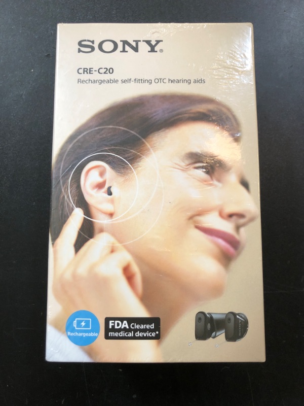 Photo 2 of Sony CRE-C20 Self-Fitting OTC Hearing Aids for Mild to Moderate Hearing Loss, Prescription-Grade Sound Quality, Compact Virtually Invisible Design, Customizable App, and Rechargeable Battery