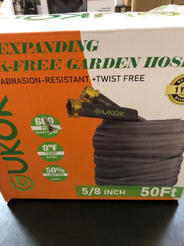 Photo 2 of GUKOK 2024 Upgraded Non-Expanding Garden Hose 50ft,Flexible Ultra-Light Water Hose, Burst-Resistant, Lead-Free, Anti-Kink, High-Pressure, Ideal for All-Season Use