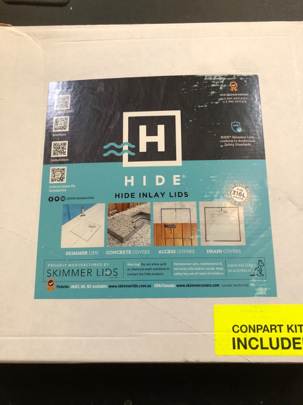 Photo 2 of HIDE Pool Skimmer Cover Kit - 12" Luxury Hidden Skimmer Lid (1.6" Inlay Depth)