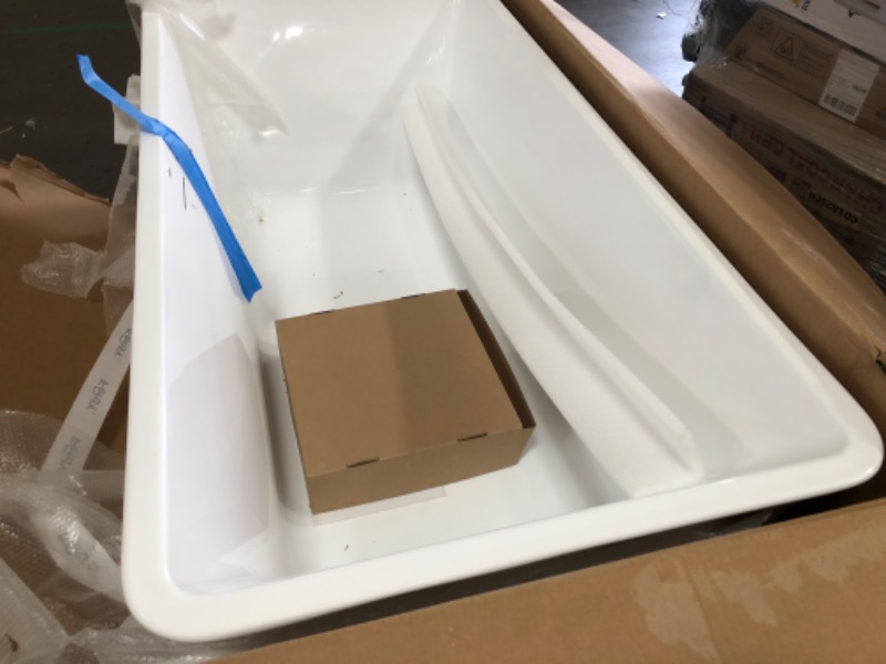 Photo 1 of *PREVIOUSLY OPENED*FerdY Sentosa 59" Acrylic Freestanding Bathtub, Contemporary Design Soaking Tub with Brushed Nickel Drain and Minimalist Linear Design Overflow, Easy to Install, 02560