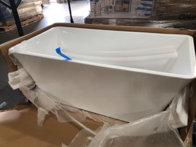 Photo 1 of *PREVIOUSLY OPENED*FerdY Sentosa 59" Acrylic Freestanding Bathtub, Contemporary Design Soaking Tub with Brushed Nickel Drain and Minimalist Linear Design Overflow, Easy to Install, 02560