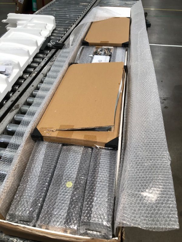 Photo 1 of BARNSMITH 18in x 84in Double Glass Barn Door with 6.6FT Sliding Door Hardware Kit Included & Handle,3-Panel Frosted Glass Solid Wood Slab with Water-Proof PVC Surface,Pre-Drilled Easy Assembly,Grey