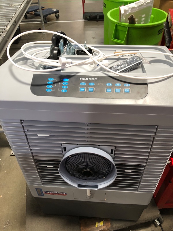Photo 1 of  Hexago Swamp Cooler, 5000 CFM Evaporative Air Cooler with Mist, 3-Speed, Remote Control, 15H Timer, 13.2 Gallon, Water Shortage Warning, 9 FT Cord, For Indooor Outdoor Patio Garage, ETL Safety Listed