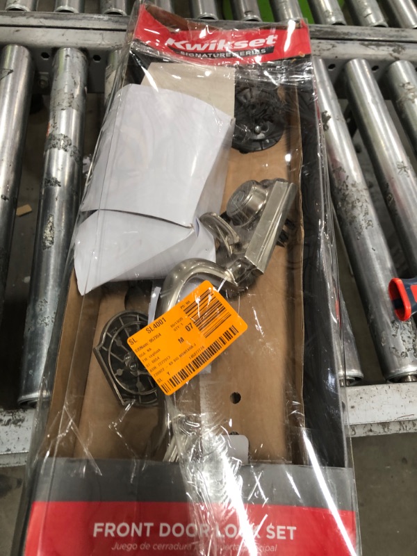 Photo 1 of *MISSING PARTS** Kwikset Montara Front Door Lock Handle and Deadbolt Set, Entry Handleset Exterior with Interior Door Knob, Satin Nickel, Pick Resistant SmartKey Rekey Deadbolt Security