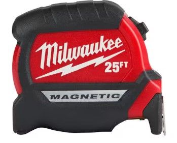 Photo 1 of 25 ft. x 1-1/16 in. Compact Magnetic Tape Measure with 15 ft. Reach