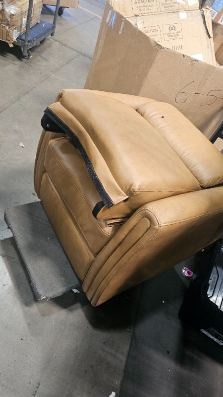 Photo 1 of ***PARTS ONLY***COLAMY Electric Power Swivel Recliner Chair, PU Leather Rocking Chair, 270° Swivel 145° Recliner Chair with Built-in Charging Ports for Living Room, Home, CognacBrown