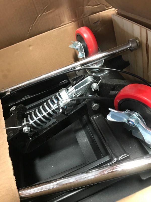 Photo 1 of **PRE OPENED, UNKNOWN IF MISSING PARTS**
VEVOR Hydraulic Lift Table Cart, 500lbs Capacity 28.5" Lifting Height, Manual Single Scissor Lift Table with 4 Wheels and Non-Slip Pad, Hydraulic Scissor Cart for Material Handling, Black