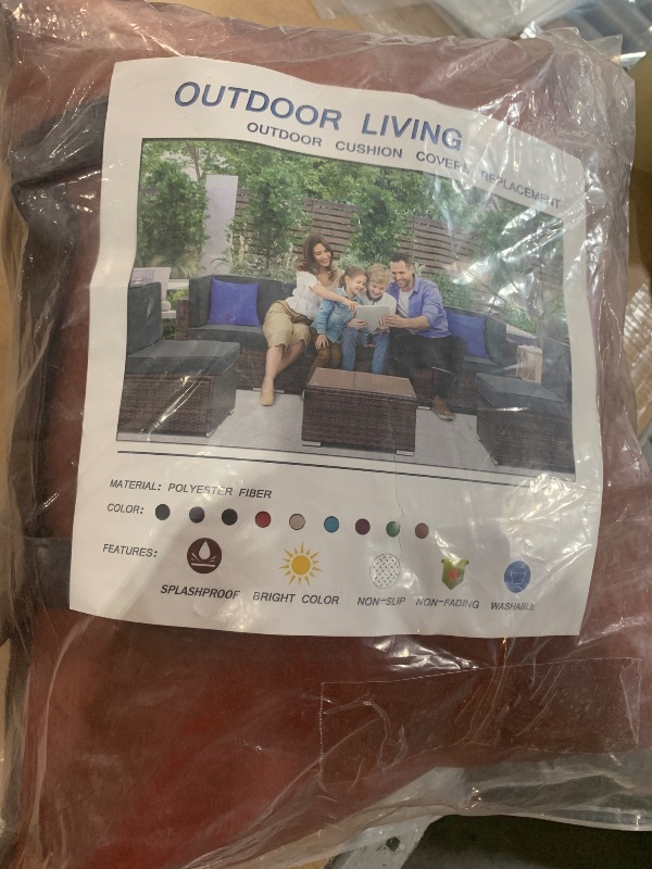 Photo 1 of (see all images) Qaworci Outdoor Cushion Slipcovers, Waterproof Patio Cushion Covers Replacement, Washable Patio Cushion Covers (23.6 * 23.6 * 3.5 inches-14)
