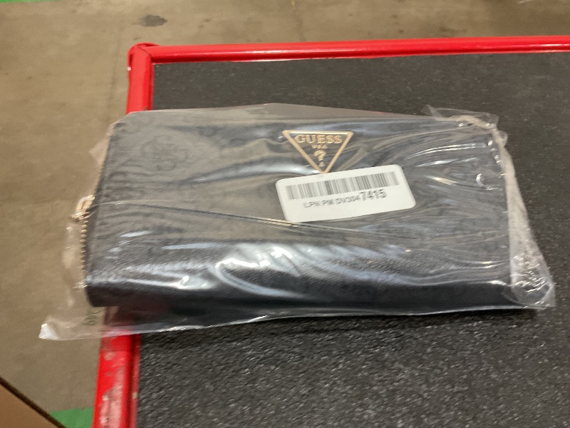 Photo 1 of ****DAMAGED ZIPPER **GUESS Laurel Large Zip Around Wallet, Coal Logo