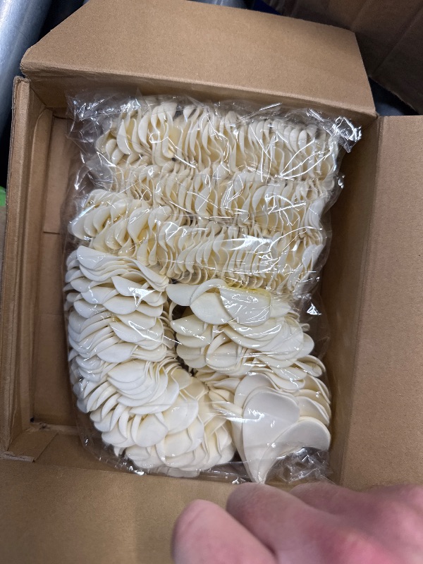 Photo 1 of (PARTIAL SET) (USED/FAIR) Crowye 160 Pcs Artificial Plumeria Flower Hawaiian White Foam Frangipani Petals Cap Hair Hat Wreath Floral DIY Craft for Home Beach Wedding Party Decoration (1.6 Inch,2.4 Inch,3.2 Inch)