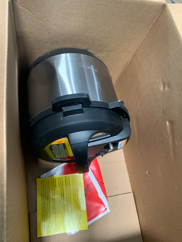 Photo 1 of ***HAS MAJOR DENT, NO CABLE***

Instant Pot Duo 7-in-1 Mini Electric Pressure Cooker, Slow Rice Cooker, Steamer, Sauté, Yogurt Maker, Warmer & Sterilizer, Includes Free App with over 1900 Recipes, Stainless Steel, 3 Quart