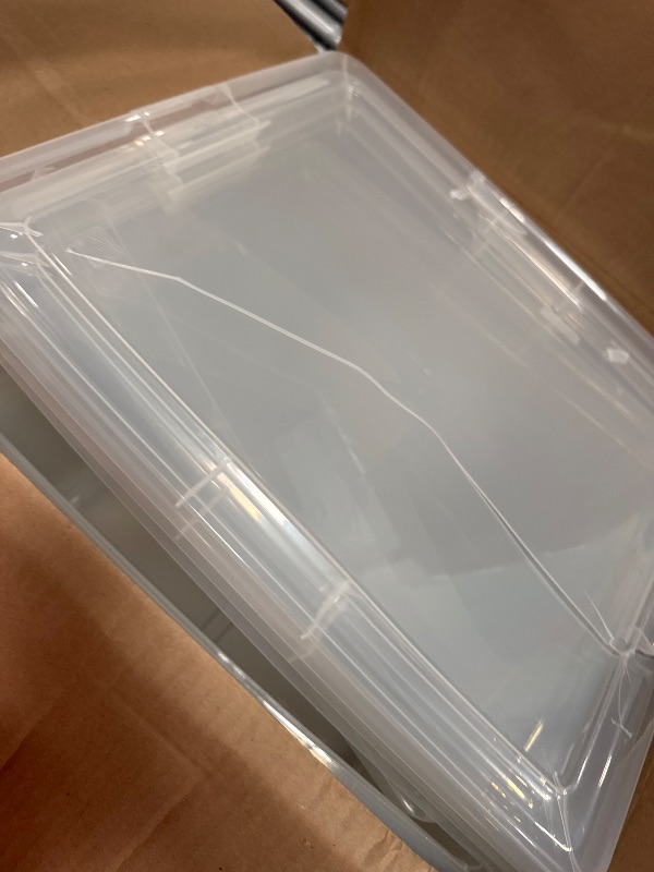 Photo 1 of *LIDS BROKEN* IRIS USA 4-Pack Storage Bins with Lids, 25 Quart, Clear Stackable Containers Box Organize Shoes Closet Shelves Clothes Blankets Towels - BPA-Free Plastic