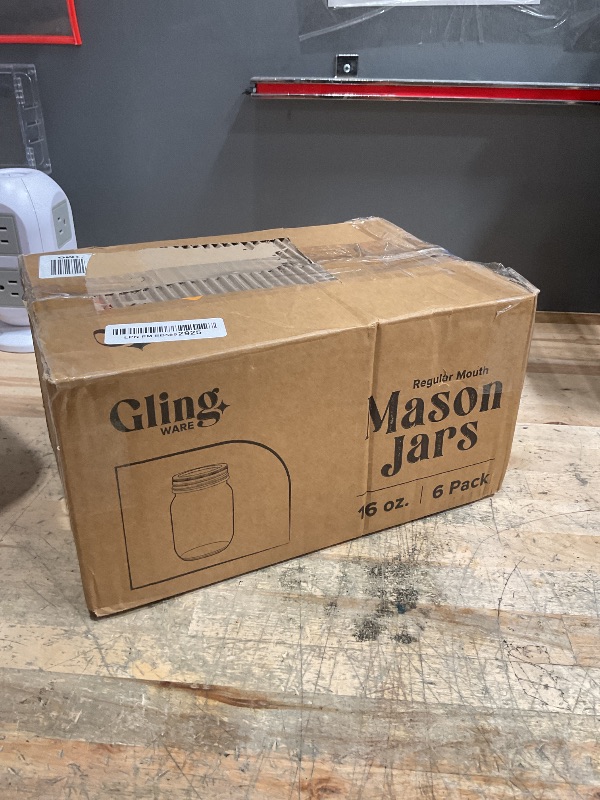 Photo 1 of [6 Pack] 16 oz. Regular-Mouth Glass Mason Jars with Metal Airtight Lids and Bands for 1 Pint Canning, Preserving, & Meal Prep