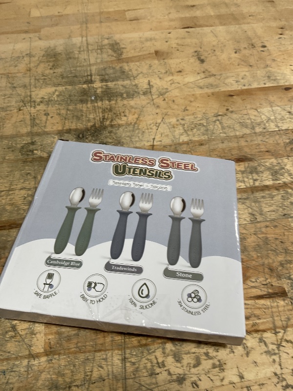 Photo 1 of 6 Pieces Toddler Utensils, Kids Safe Spoons and Forks, Children Silverware Set with Silicone Handle, 18/8 Stainless Steel, Food-grade Silicone?BPA Free - Dishwasher Safe