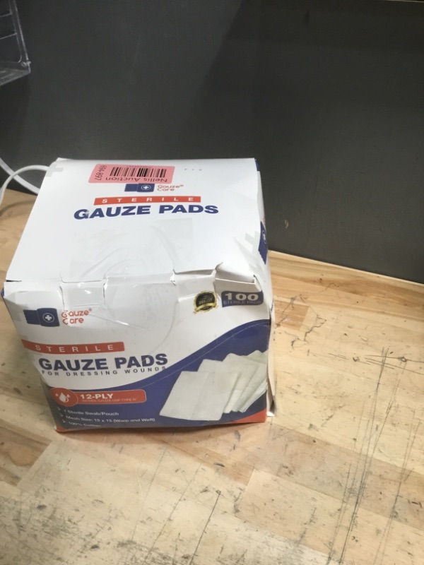 Photo 1 of 100pc Large Sterile Gauze Pads 4x4 Sterile for Wounds Bulk - 12ply Woven Gauze Sponges 4x4 Sterile - USP IV Breathable Mesh 4x4 Gauze Pads Sterile for Enhanced Absorption - First Aid Medical