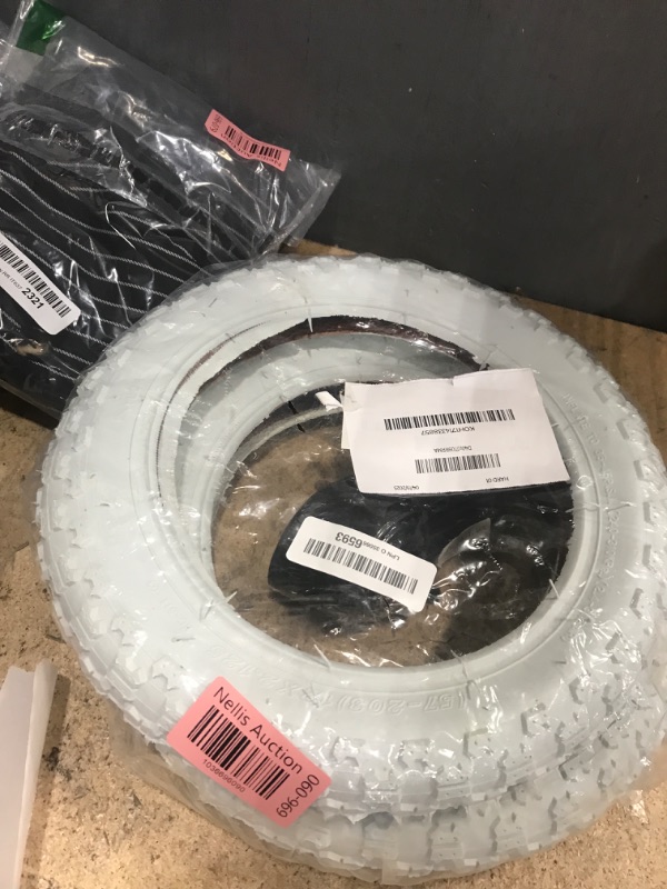 Photo 1 of (2 Sets) 12” x 2.125 Kids Bike Replacement White Tires and Tubes - Compatible with Most 12”-12.5” Kids Bikes Like RoyalBaby, Schwinn, and Dynacraft - Made from BPA/Latex Free Butyl Rubber